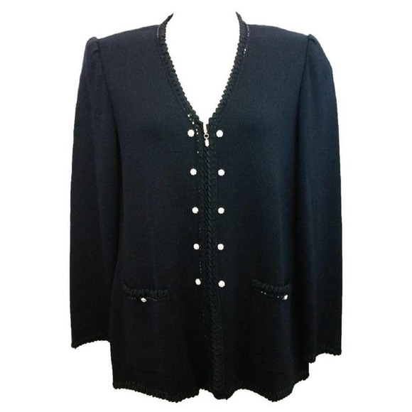St. John | Jackets & Coats | St John Evening Jewel Buttons Black Knit ...